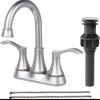 Picture of 4-Inch Brushed Nickel Bathroom Faucet with Two Handles and Pop-Up Drain, Centerset Design